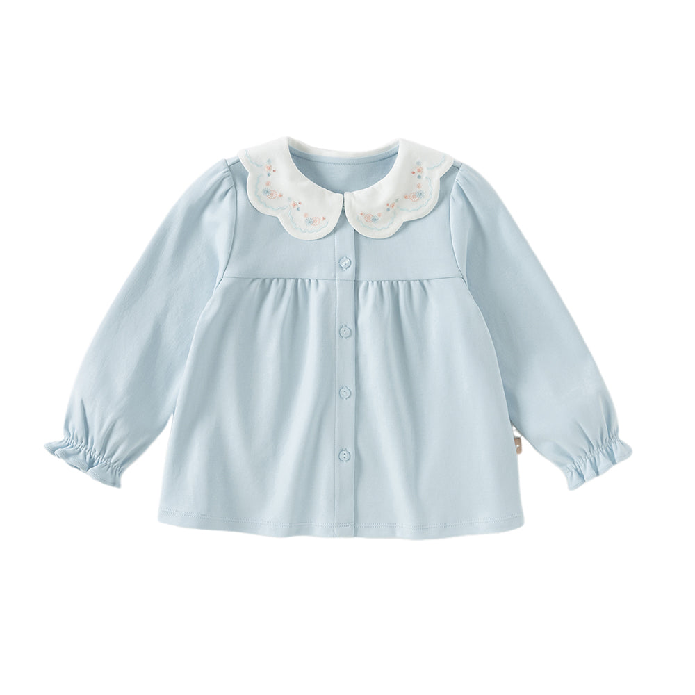 Dave&Bella Girls Autumn Cotton Casual Neckline Embroidered Shirt Blouse