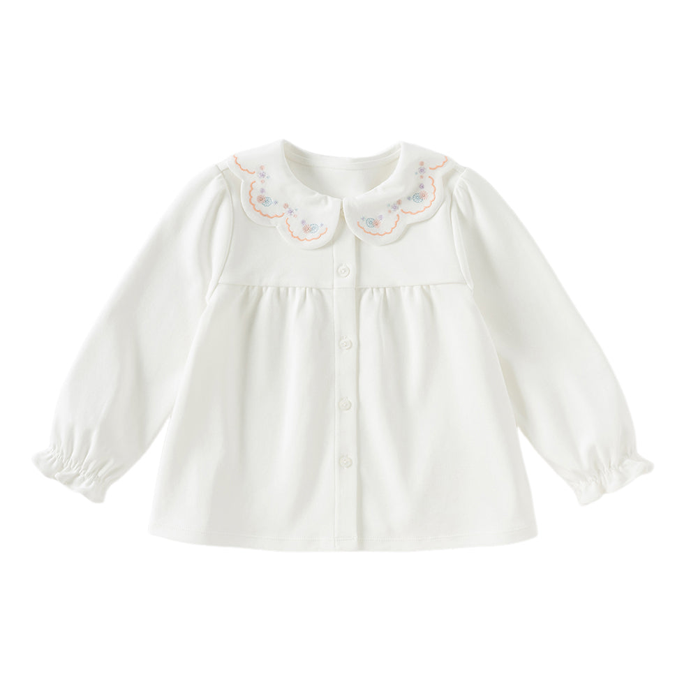 Dave&Bella Girls Toddler Cotton Casual Neckline Embroidered T-Shirts
