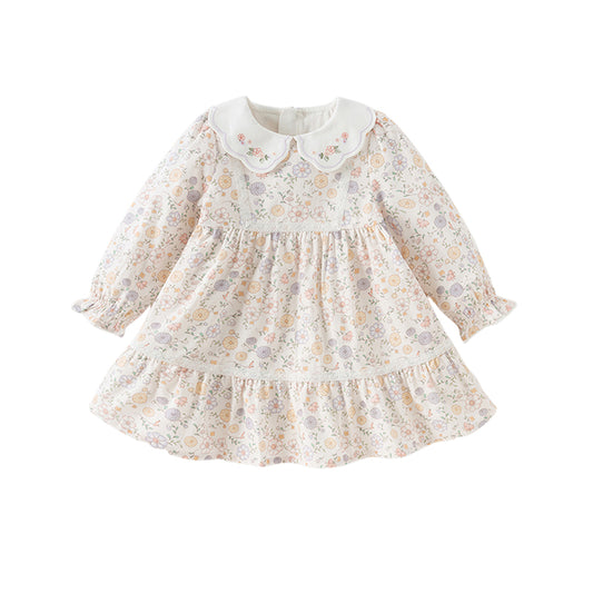 Dave&Bella Girls Autumn Sweet Cotton Floral Print Party Dress