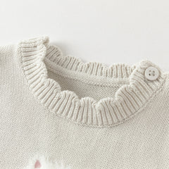 Dave&Bella Toddler Girls Autumn Light Grey Cat Print Cute Knit Sweater Mesh Party Dress