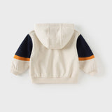 Dave&Bella Toddler Boys Beige Hooded Sweatshirts Tops