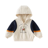 Dave&Bella Toddler Boys Beige Hooded Sweatshirts Tops