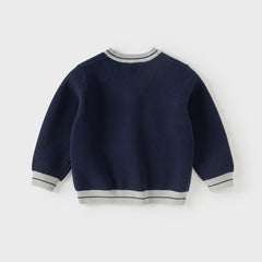Dave&Bella Toddler Boys Autumn Cotton Navy Blue Animal Print Cardigans Jacket