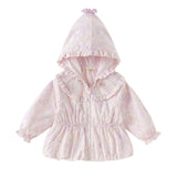Dave&Bella Girls Toddler Floral Print Long Sleeve Hooded Coat