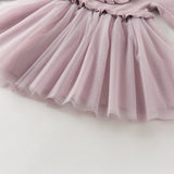 Dave&Bella Toddler Girls Noble Purple Embroidery Sweater Mesh Princess Dress
