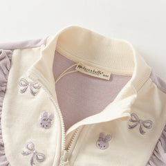 Dave&Bella Toddler Girls Autumn Purple Coat Grey Pants Suit Sets