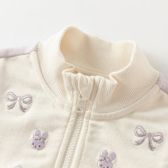 Dave&Bella Toddler Girls Autumn Purple Coat Grey Pants Suit Sets