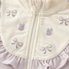 Dave&Bella Toddler Girls Autumn Purple Coat Grey Pants Suit Sets