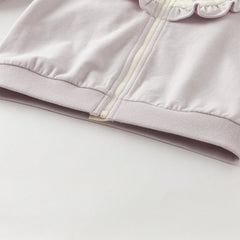 Dave&Bella Toddler Girls Autumn Purple Coat Grey Pants Suit Sets