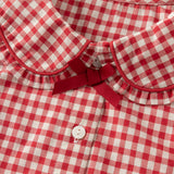 Dave&Bella Toddler Girls Cotton Red White Plaid Long Sleeve Shirt Top -1