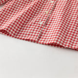 Dave&Bella Toddler Girls Cotton Red White Plaid Long Sleeve Shirt Top -1