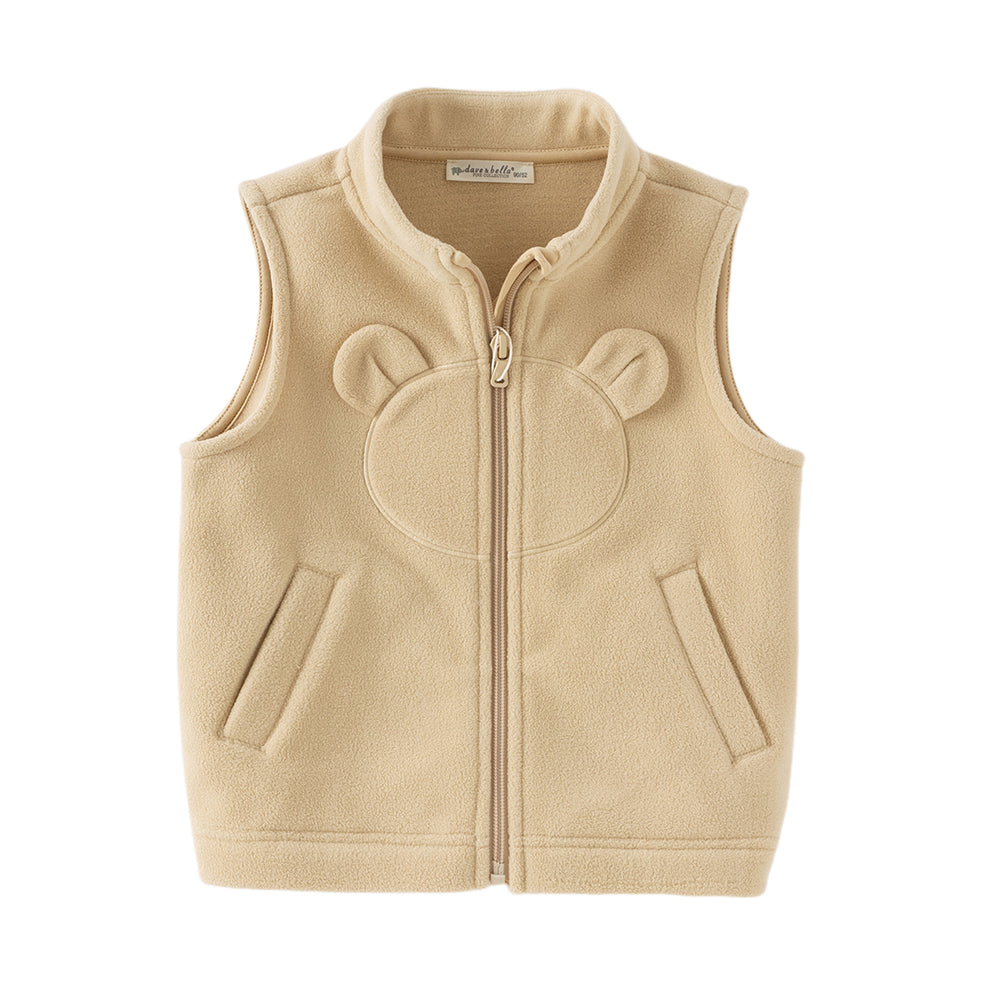 Dave&Bella Toddler Girls Soft Khaki/Purple Fleece Vests