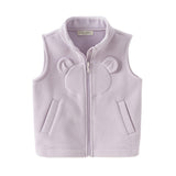 Dave&Bella Toddler Girls Soft Khaki/Purple Fleece Vests