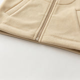 Dave&Bella Toddler Girls Soft Khaki/Purple Fleece Vests