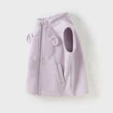 Dave&Bella Toddler Girls Soft Khaki/Purple Fleece Vests