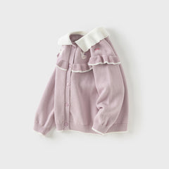Dave&Bella Girls Autumn Cotton Sweet Casual Sweater Cardigan Coat Top