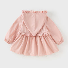 Dave&Bella Girls Autumn Adorable Pink Cartoon Rabbit Long Sleeve Hooded Coat