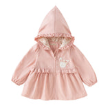 Dave&Bella Girls Toddler Adorable Pink Cartoon Rabbit Long Sleeve Hooded Coat