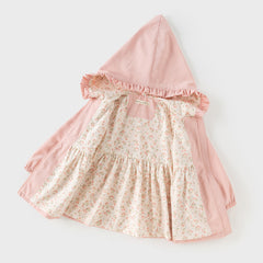 Dave&Bella Girls Autumn Adorable Pink Cartoon Rabbit Long Sleeve Hooded Coat