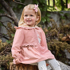 Dave&Bella Girls Autumn Adorable Pink Cartoon Rabbit Long Sleeve Hooded Coat