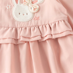 Dave&Bella Girls Autumn Adorable Pink Cartoon Rabbit Long Sleeve Hooded Coat