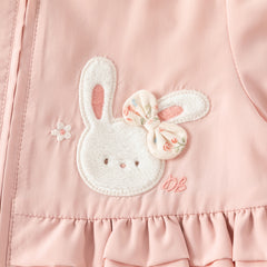 Dave&Bella Girls Autumn Adorable Pink Cartoon Rabbit Long Sleeve Hooded Coat