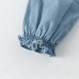 Dave&Bella Toddler Girls Denim Blue Cotton Cute Toddler Shirts Tops