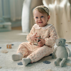 Dave&Bella Baby Girls Autumn Orange Floral Indoor Warm One-piece Crawling Romper Suit