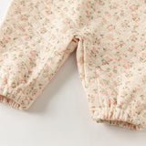 Dave&Bella Baby Girls Orange Floral Indoor Warm One-piece Crawling Romper Suit