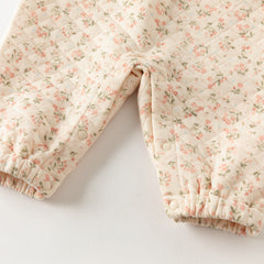 Dave&Bella Baby Girls Autumn Orange Floral Indoor Warm One-piece Crawling Romper Suit