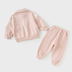 Dave&Bella Girls Autumn Sweet Pink Cotton Pink Coat Long Pant Outfit Sets