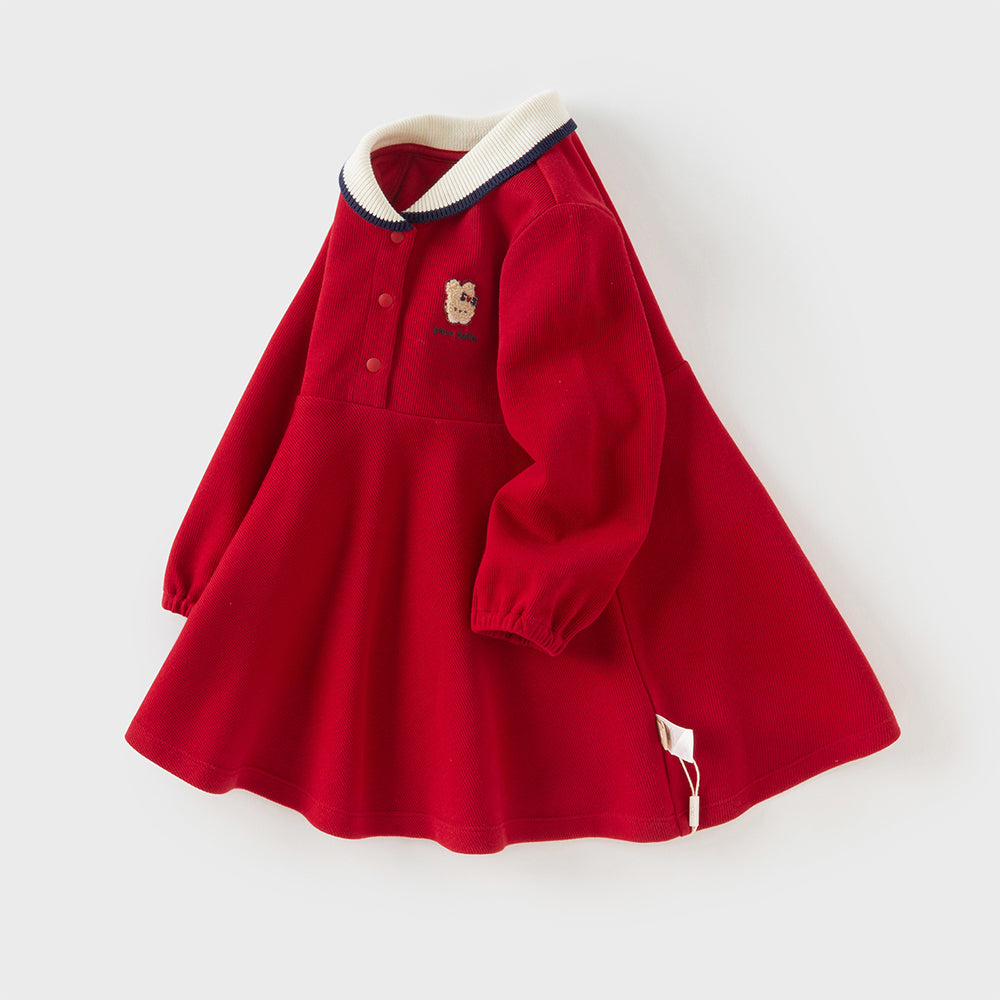 Dave&Bella Toddler Pure Cotton Festival Red Princess Dress