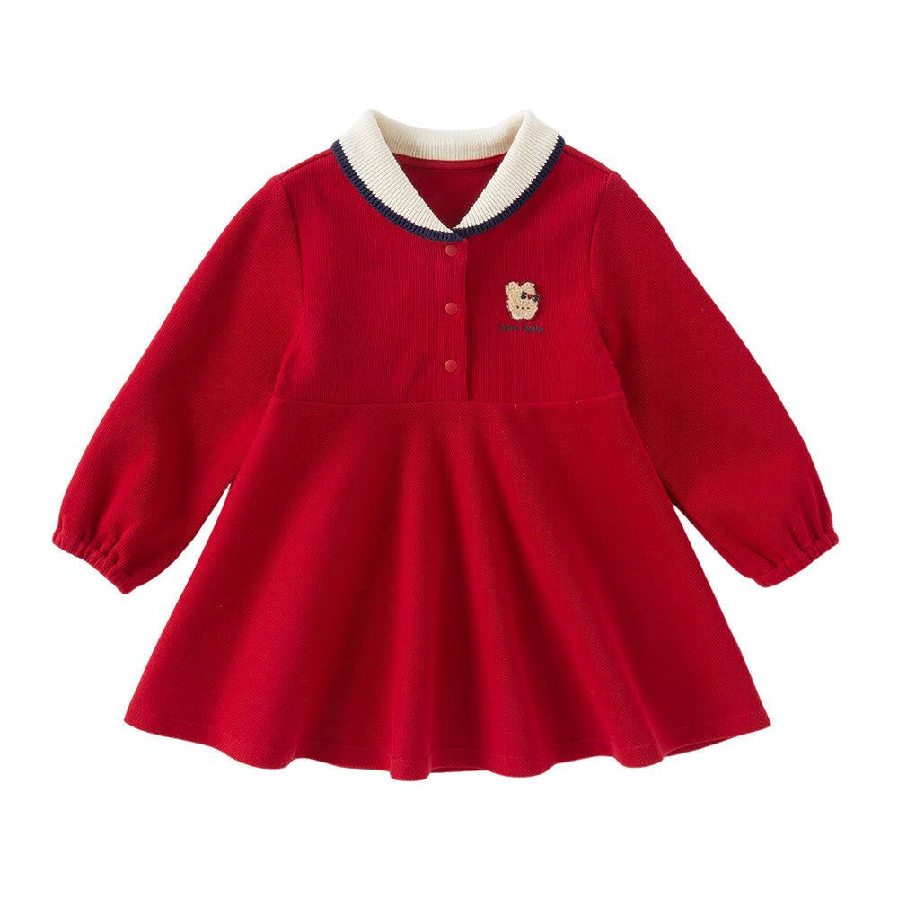 Dave&Bella Toddler Pure Cotton Festival Red Princess Dress