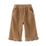 Dave&Bella Toddler Girls Cotton Lightweight Lace Cotton Straight Leg Pants