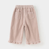 Dave&Bella Toddler Girls Cotton Lightweight Lace Cotton Straight Leg Pants