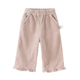 Dave&Bella Toddler Girls Cotton Lightweight Lace Cotton Straight Leg Pants