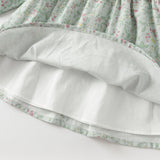Dave&Bella Toddler Girls Cotton Green Floral Print Long Sleeve Princess Dress