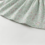Dave&Bella Toddler Girls Cotton Green Floral Print Long Sleeve Princess Dress