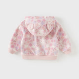 Dave&Bella Girls Toddler Cute Pink Floral Print Hooded Fleece Jacket