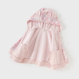 Dave&Bella Girls Toddler Cute Pink Floral Print Hooded Fleece Jacket
