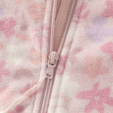 Dave&Bella Girls Toddler Cute Pink Floral Print Hooded Fleece Jacket