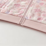Dave&Bella Girls Toddler Cute Pink Floral Print Hooded Fleece Jacket