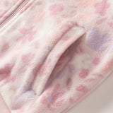 Dave&Bella Girls Toddler Cute Pink Floral Print Hooded Fleece Jacket
