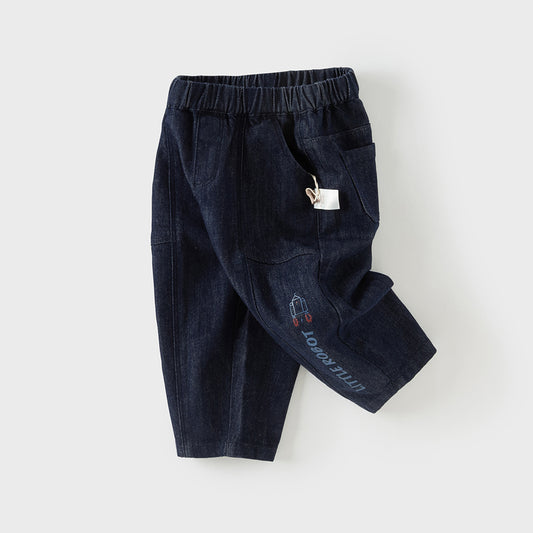 Dave&Bella Boys Autumn Casual Loose Fit Denim Blue Trousers