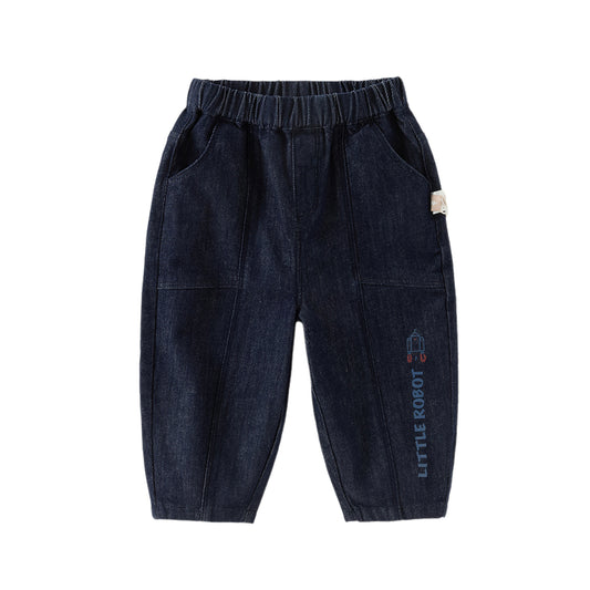 Dave&Bella Boys Autumn Casual Loose Fit Denim Blue Trousers