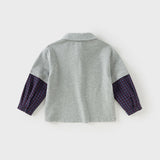 Dave&Bella Toddler Boys Grey Long Sleeve Formal Polos