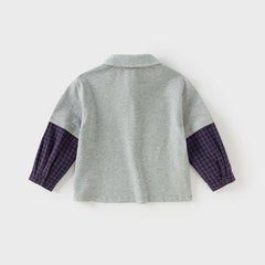Dave&Bella Toddler Boys Autumn Grey Formal Polo Shirts Tops