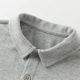 Dave&Bella Toddler Boys Grey Long Sleeve Formal Polos