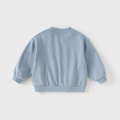 Dave&Bella Toddler Boys Autumn Cartoon Print Grey Blue Playful Sweatshirts Tops