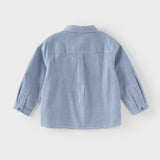 Dave&Bella Toddler Boys Blue Plaid Cotton College-style Shirts Tops